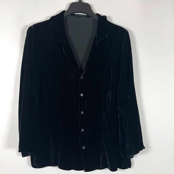 CP Shades Womens Silk Blend Velvet Shirt Large Blouse Top Western Boho Classic‎ - Picture 1 of 9